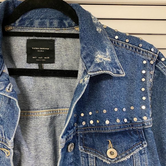 Zara Trafaluc Jean Studded Oversized Jacket - S - Picture 2 of 5